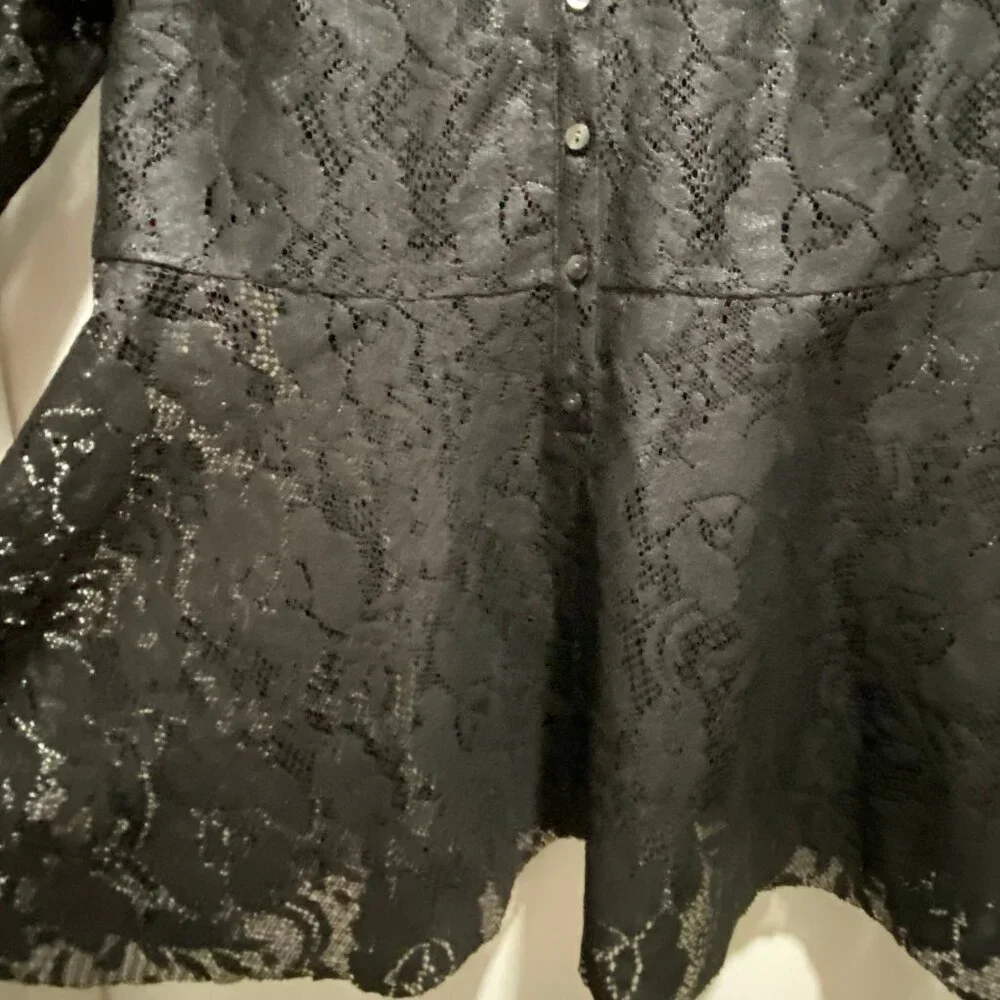 (5) Free People Y2K Dark Romantic Whimsigoth Boho Sheer Lace Peplum Layer Top S